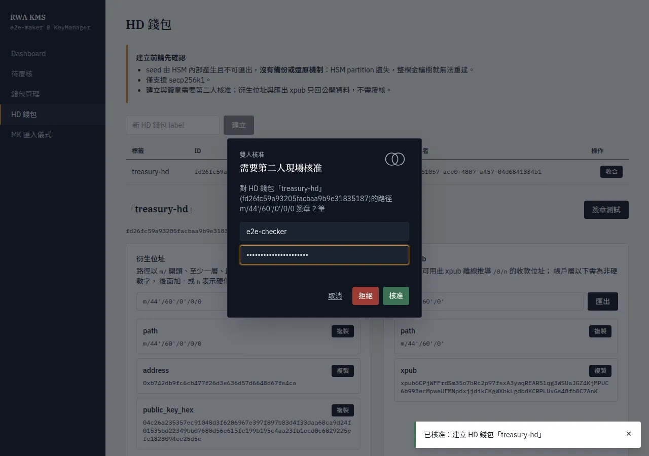 RWA KMS 雙人核准對話框